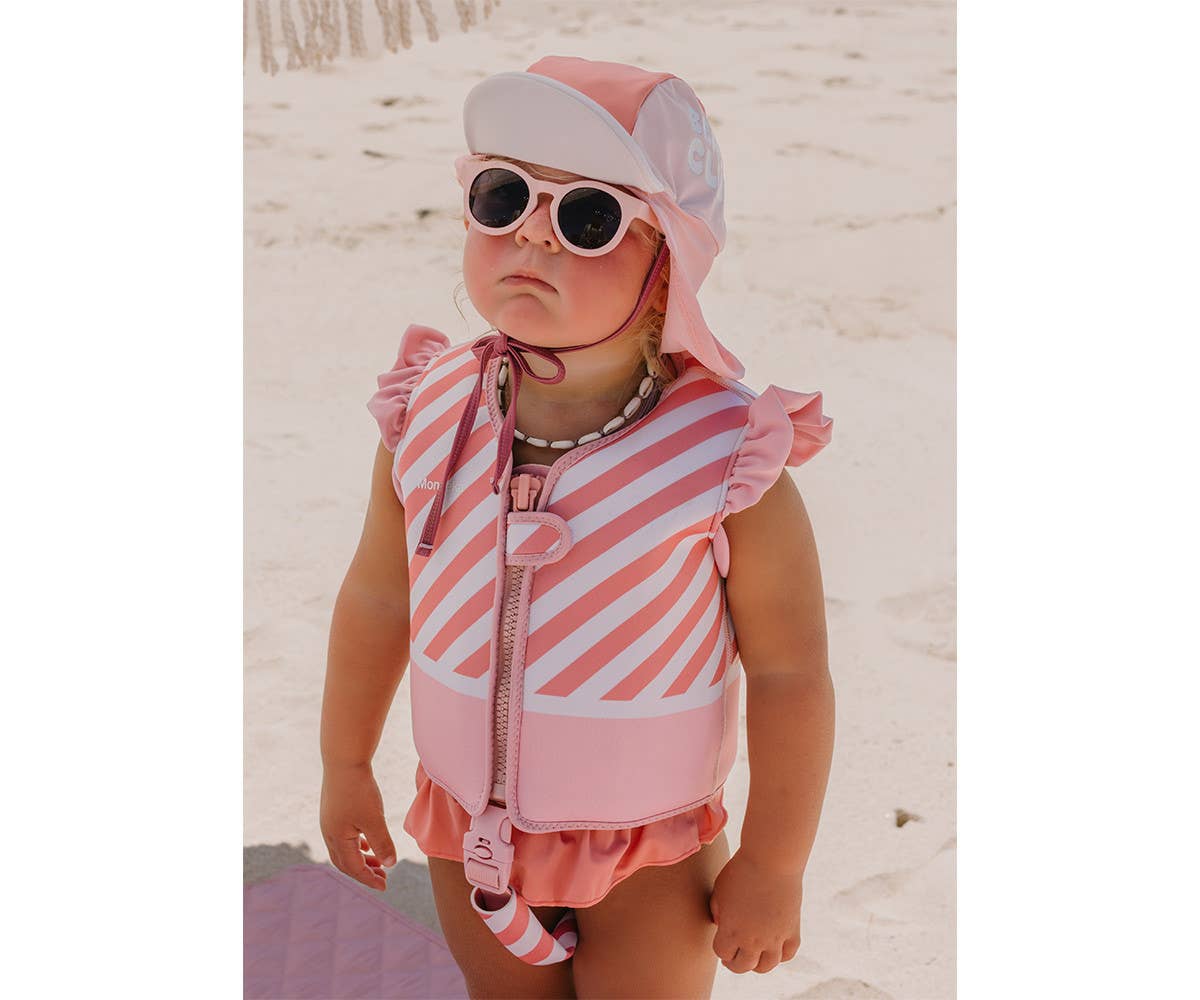 Bērnu peldētapmācības veste "Stripes Bloom & Blush" (3–6 gadi)