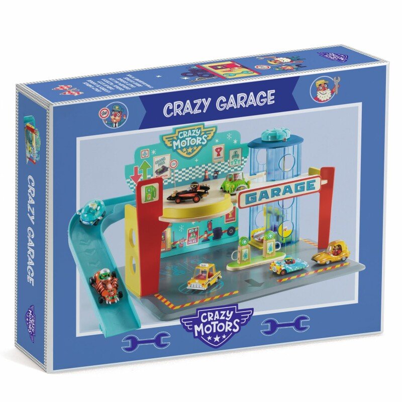 Djeco Crazy Motors koka rotaļu garāža