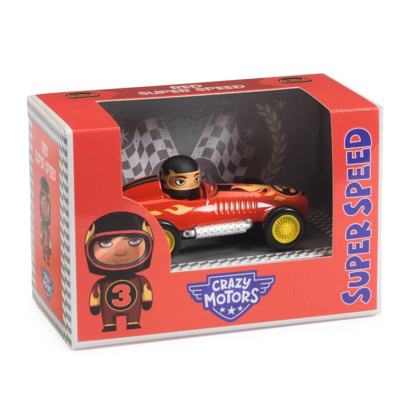 Sarkanais Super Ātrums – Djeco Crazy Motors rotaļu automašīna