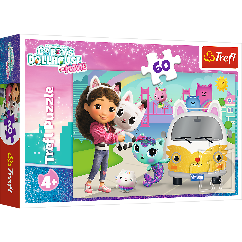 Trefl mirdzošā puzle: Gabby's Dollhouse (60 gab.)
