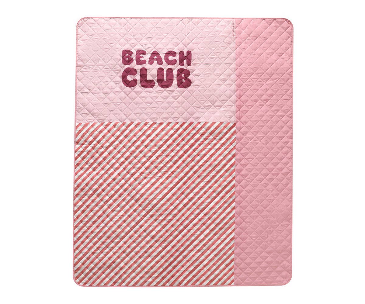 Ūdensizturīga pludmales un piknika sega "Stripes Bloom & Blush"