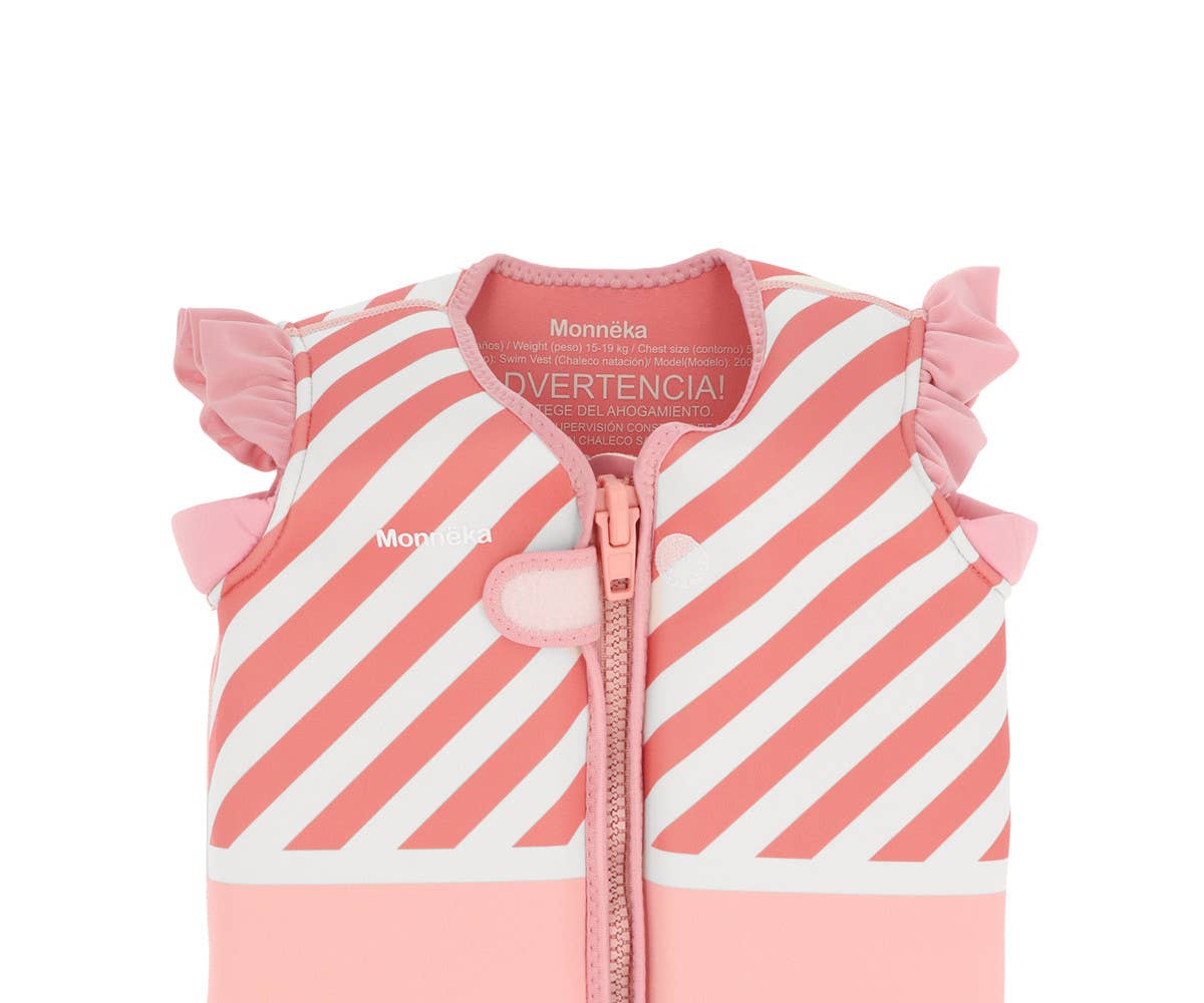 Bērnu peldētapmācības veste "Stripes Bloom & Blush" (3–6 gadi)