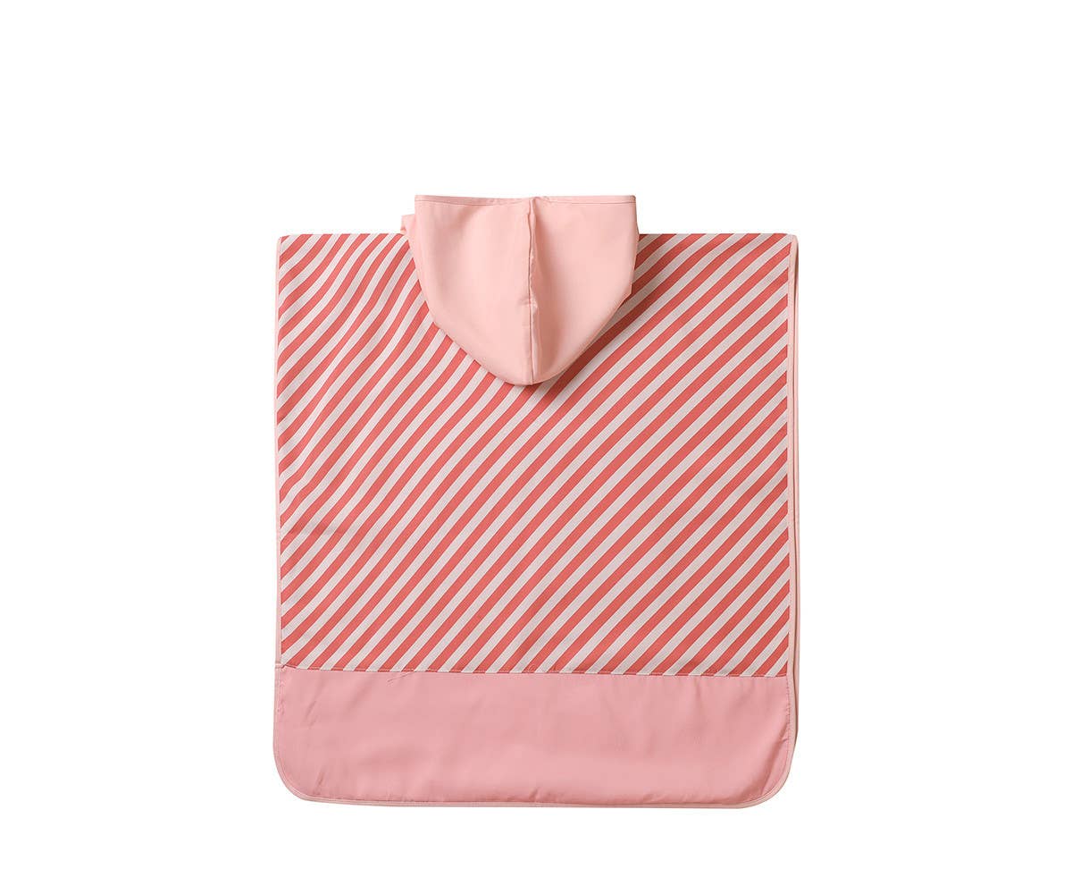 Ātri žūstošs pludmales pončo ar kapuci "Stripes Bloom & Blush"