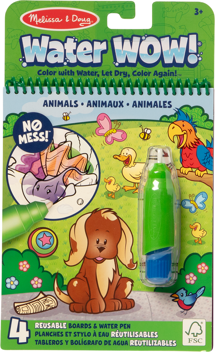 MELISSA & DOUG Water Wow! Ūdens krāsojamā grāmata – Dzīvnieki