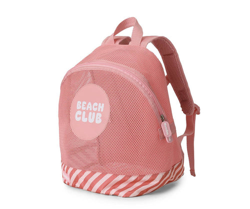 Bērnu pludmales sietiņsoma "Stripes Bloom & Blush"
