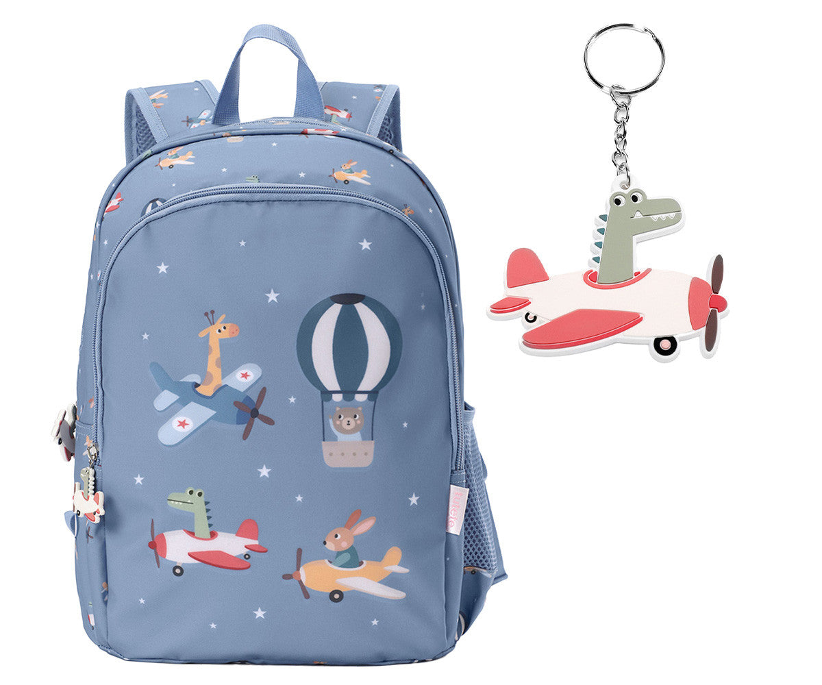 Skolas un brīvdienu mugursoma "Lidmašīnas" + Personalizējams piekariņš