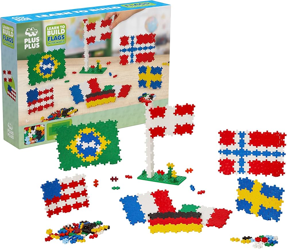 Plus-Plus mācīšanās komplekts „Learn to Build: Flags of the World”