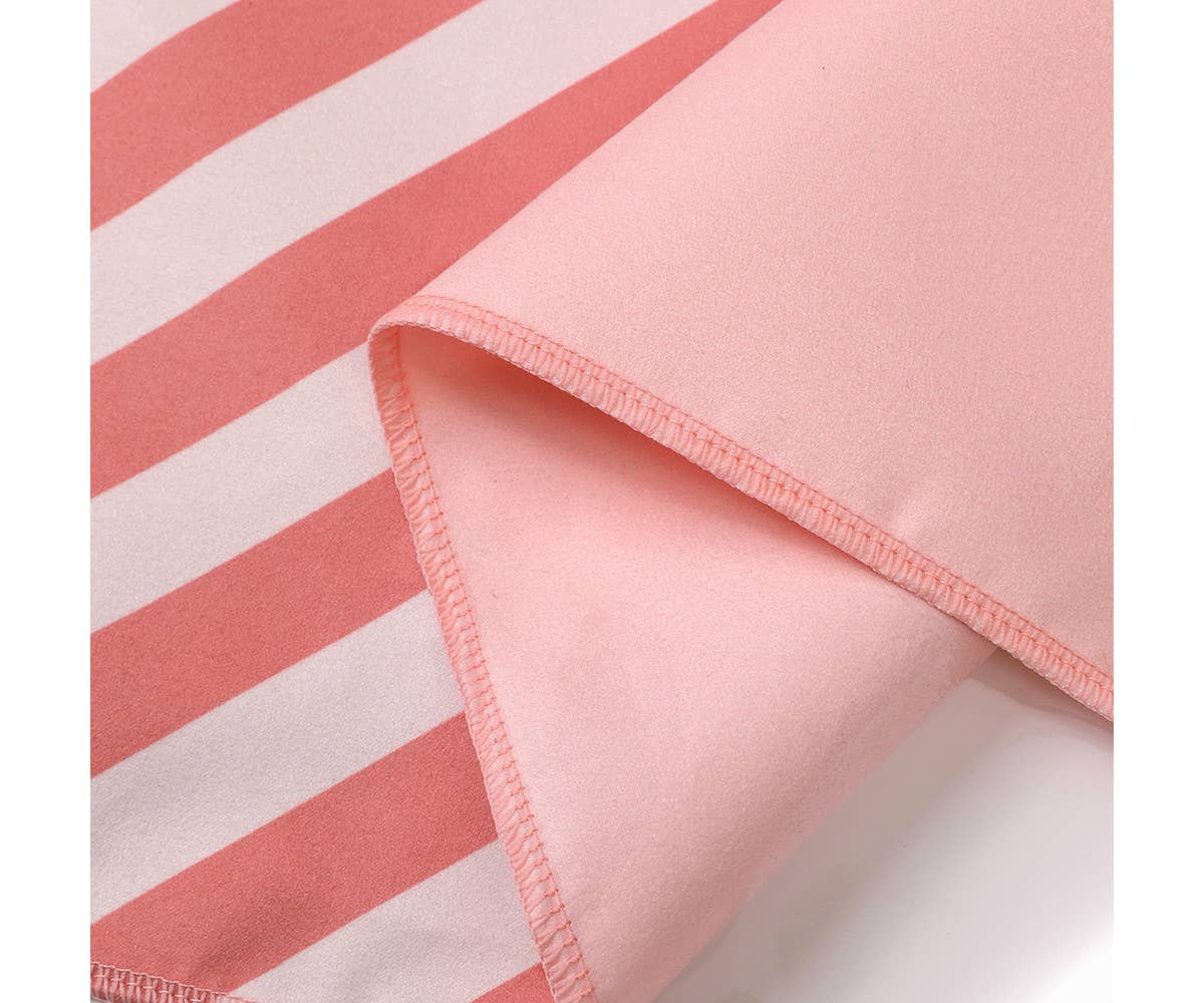 Kompaktais mikrošķiedras pludmales dvielis "Stripes Bloom & Blush"